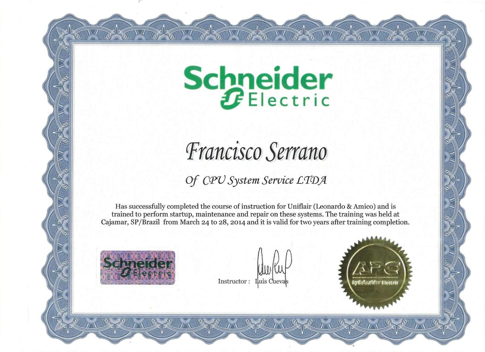 Certificación Uniflair